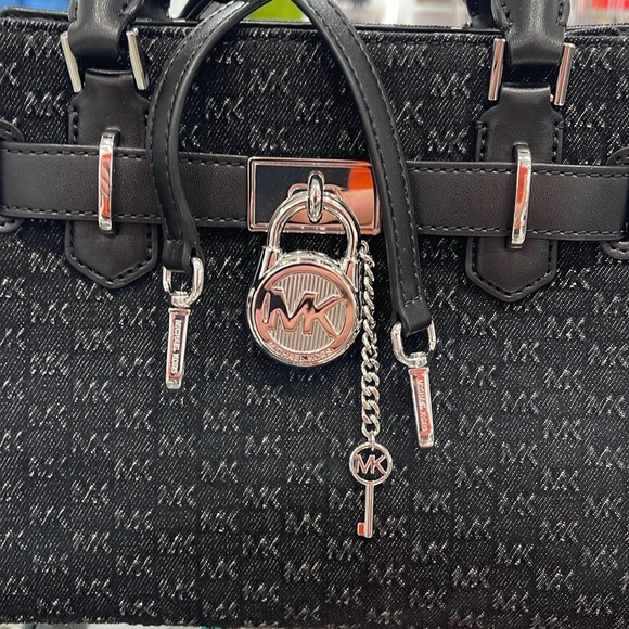 Michael Kors Hamilton Sm Logo Embossed Washed Denim Satchel Crossbody 
Black
NWT - Picture 16 of 16